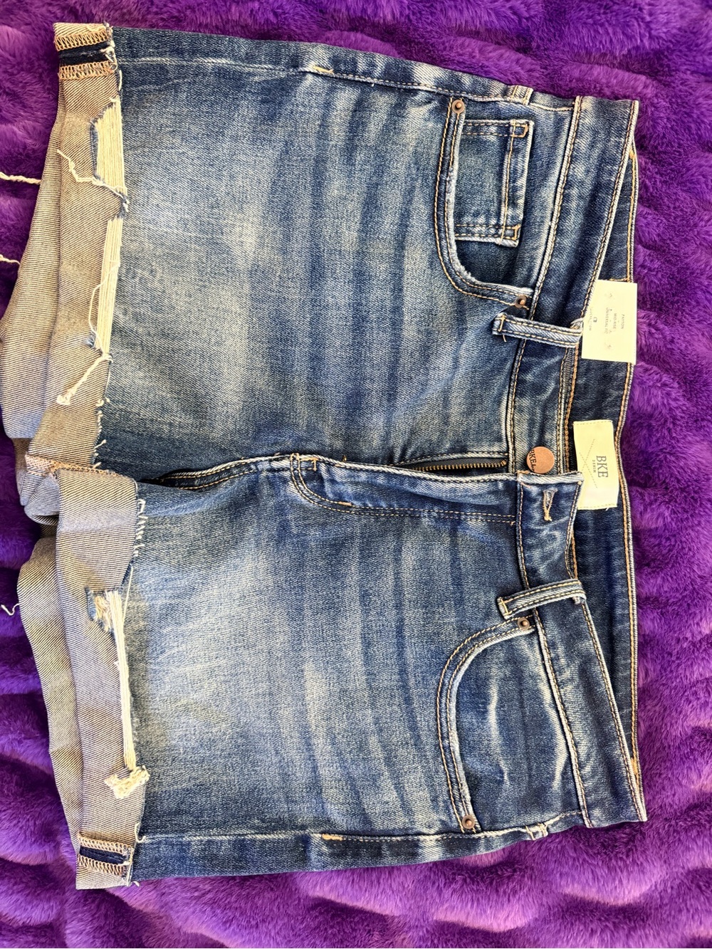 BKE Women's Distressed Blue Denim Jean Shorts